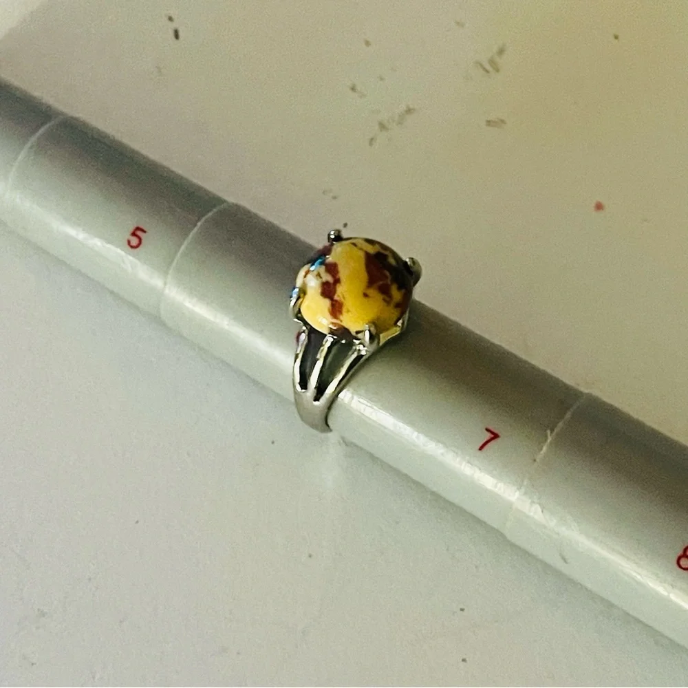 New Handmade Natural Mookaite Yellow Stone Sterling Silver Dragon Claw Ring